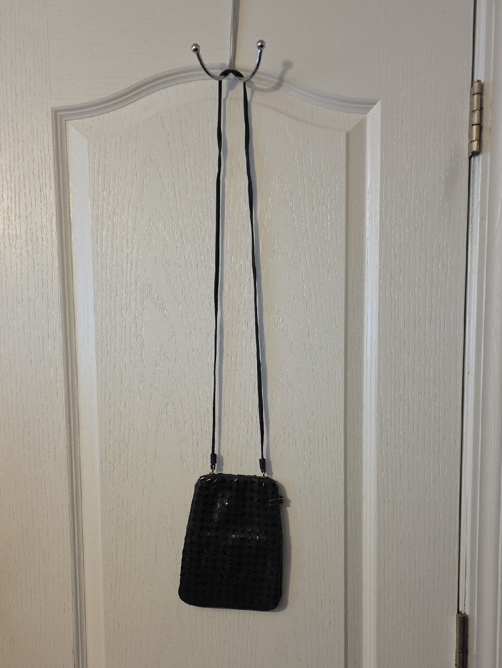 Vintage Black Woven Crossbody Bag